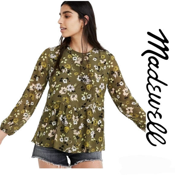 MADEWELL Georgette Peplum Top in Wildblooms - Picture 2 of 4